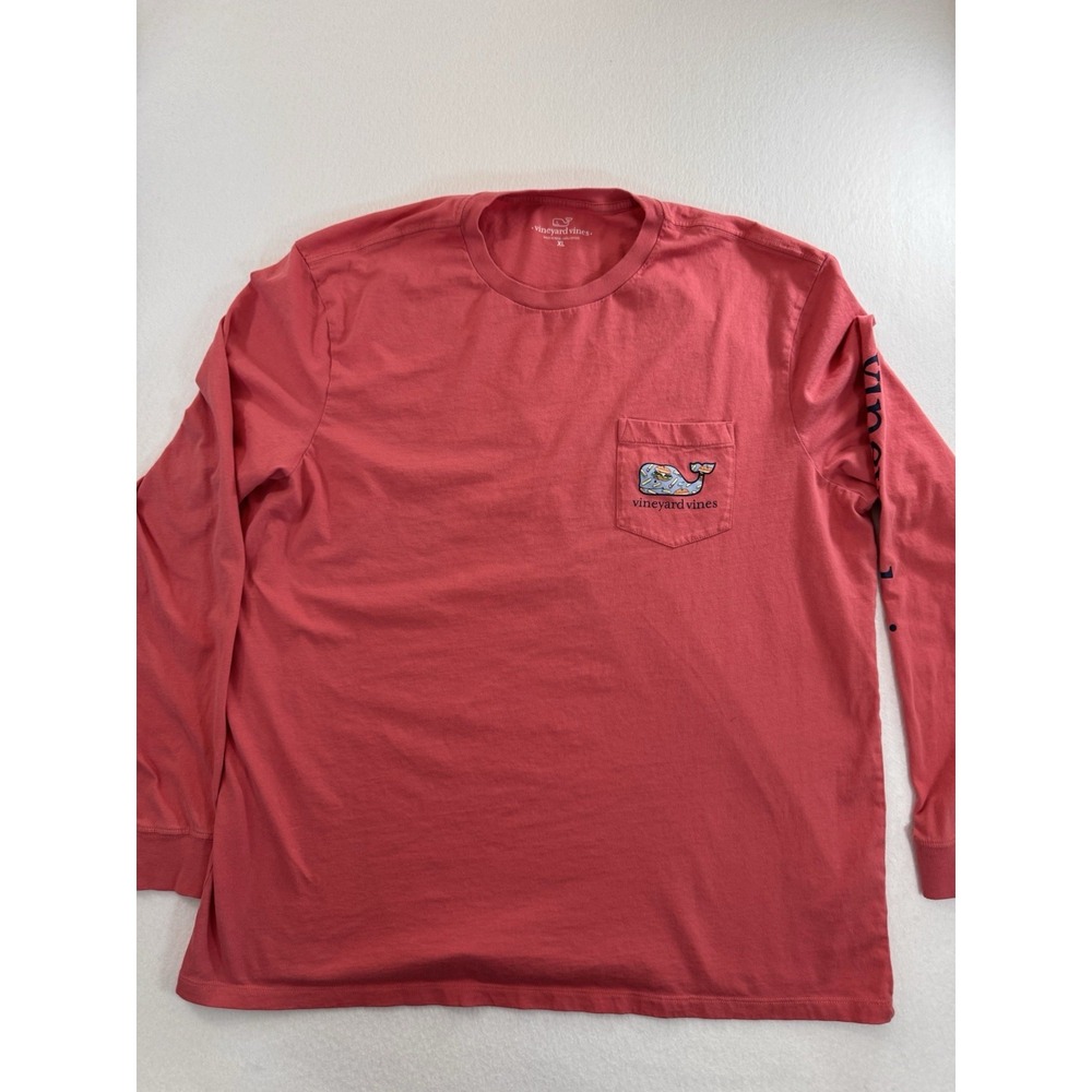 Vineyard Vines Mens XL Long Sleeve T Shirt Burgers & Fries Front Pocket Cotton